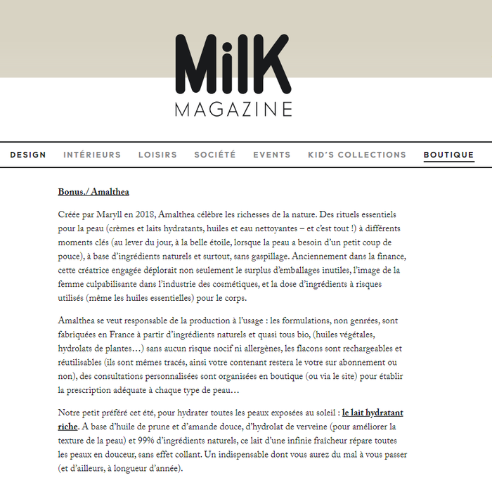 Lait hydratant riche | Milk Magazine